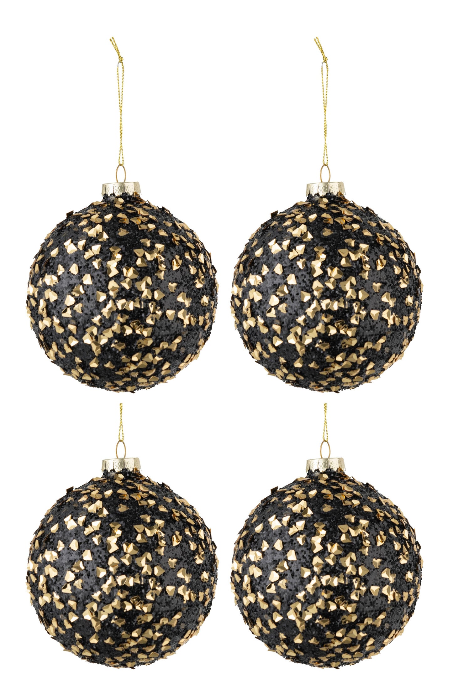 Black Glass Christmas Baubles Set (x4)