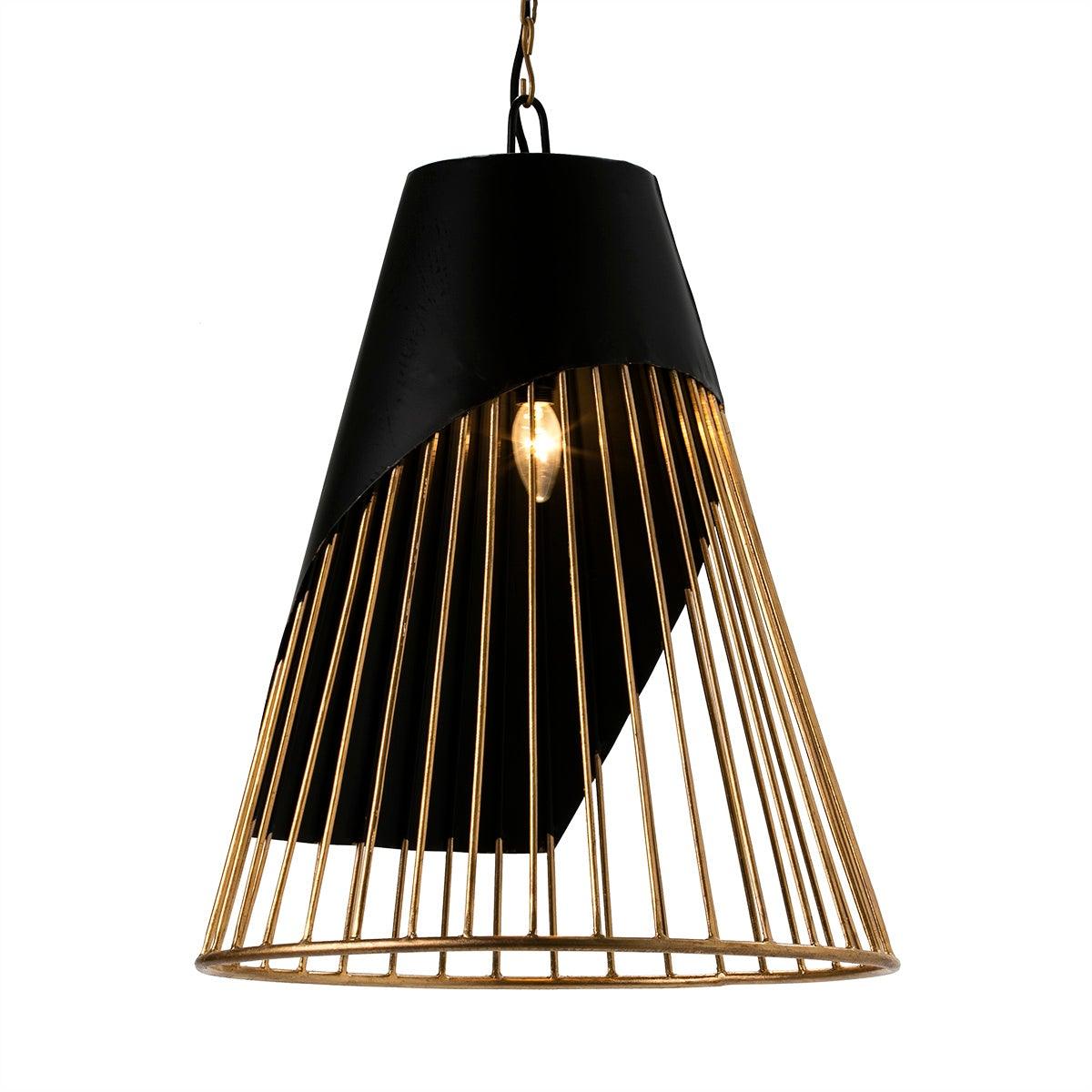 Black Iron Ceiling Lamp W/Gold
