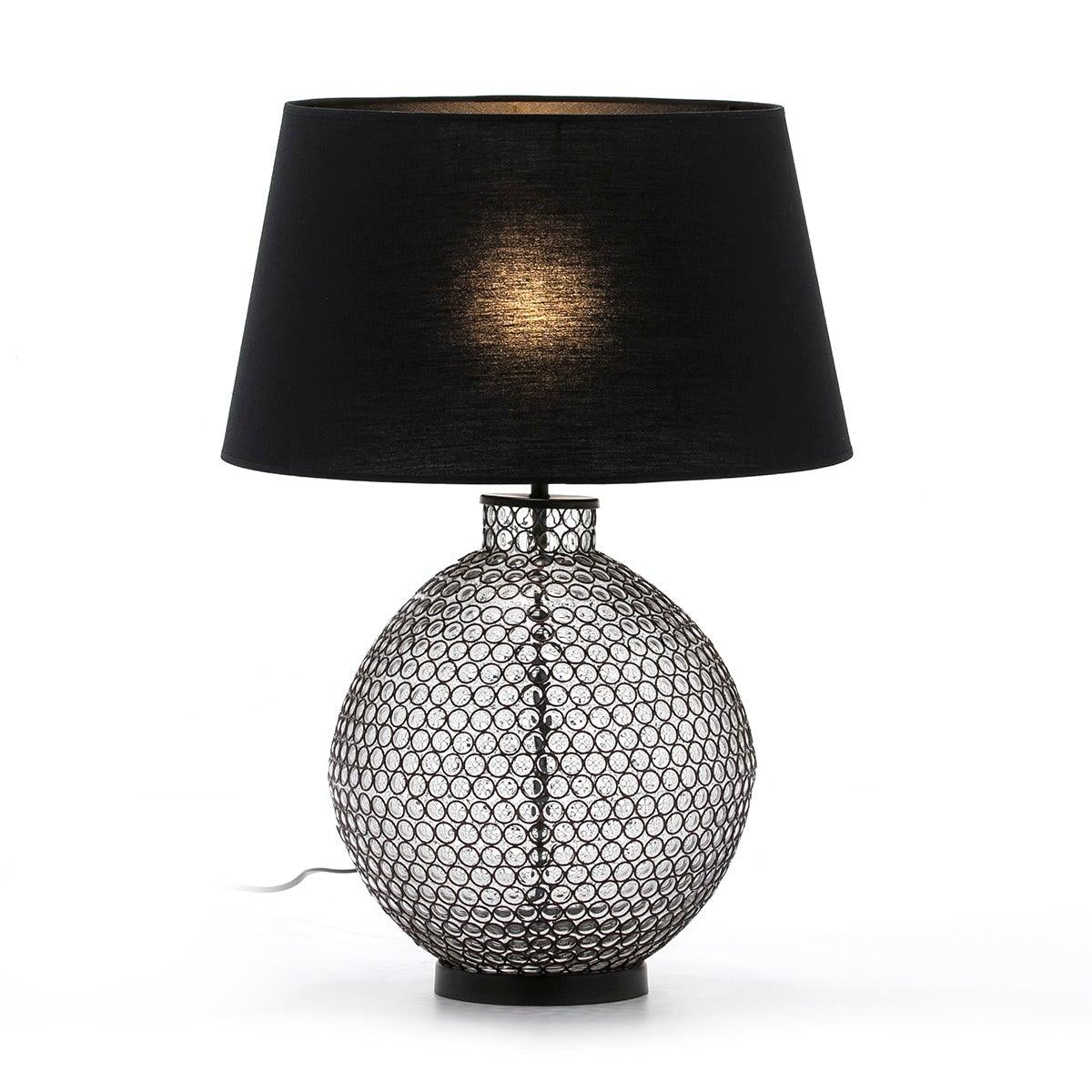 Black Metal Table Lamp W/Glass