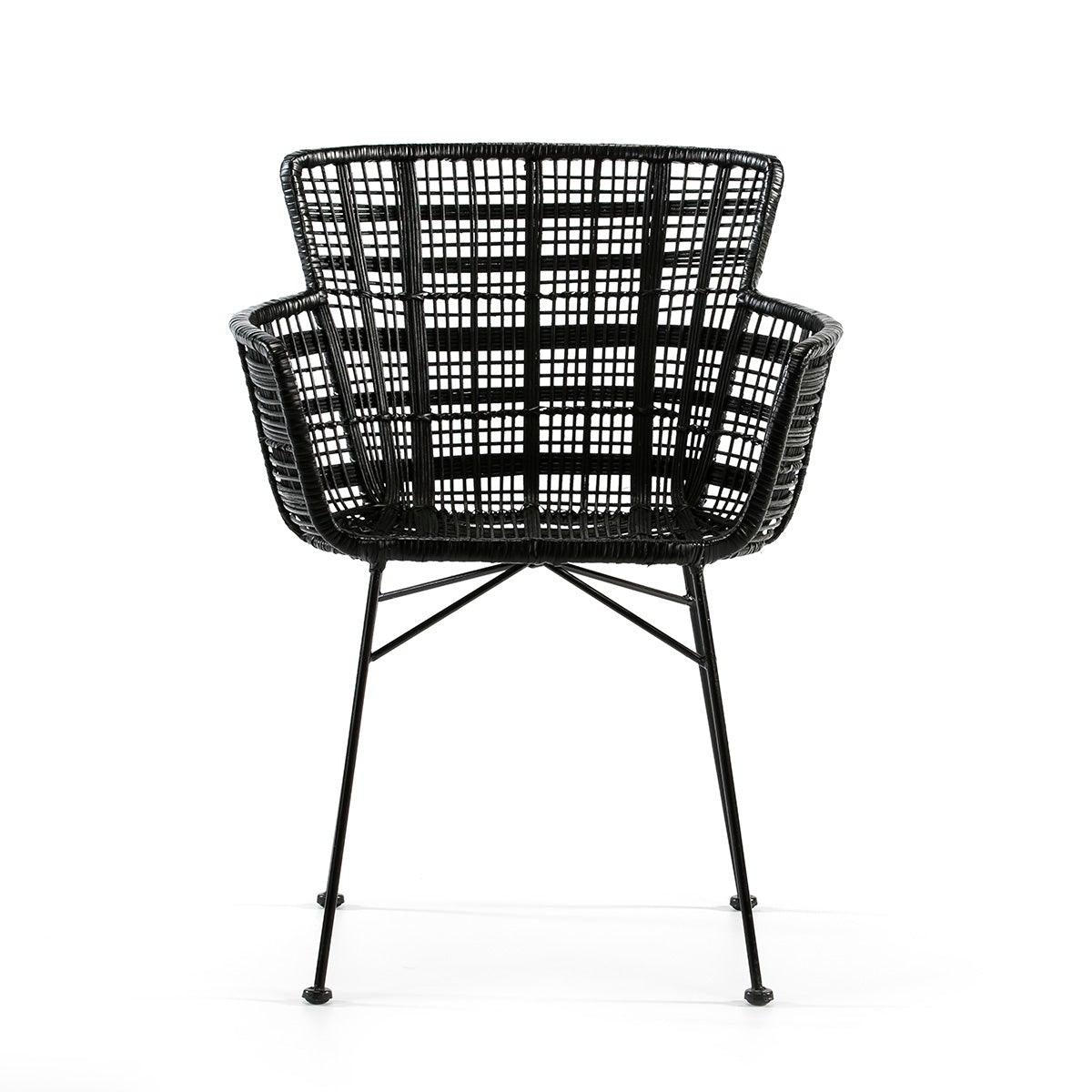 Black Rattan Chair W/Metal