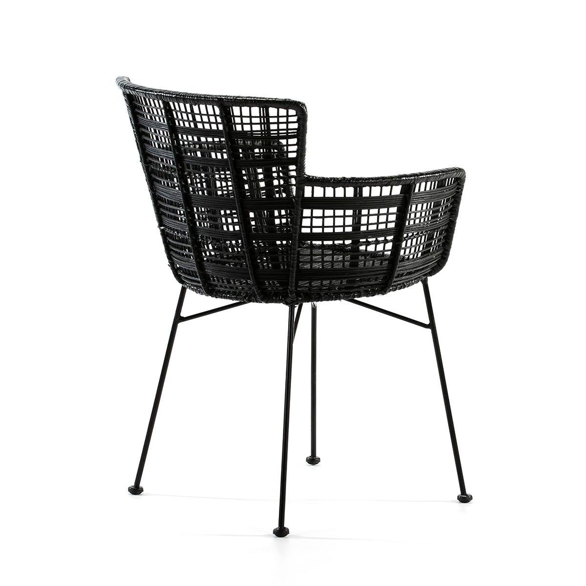 Black Rattan Chair W/Metal