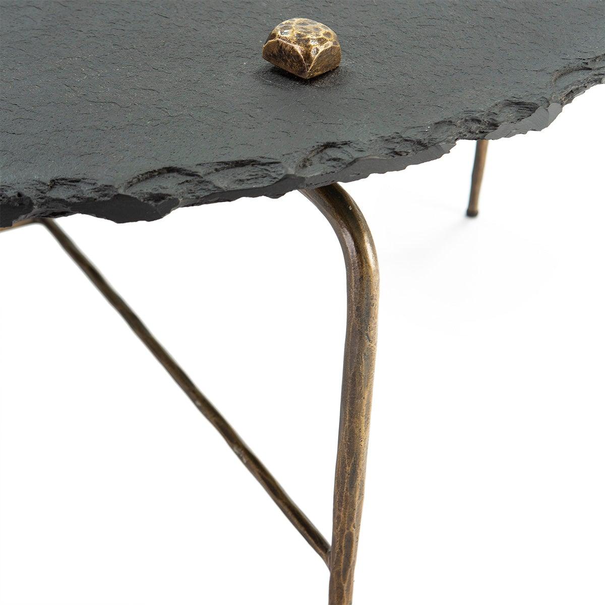 Black Stone Coffee Table W/Metal