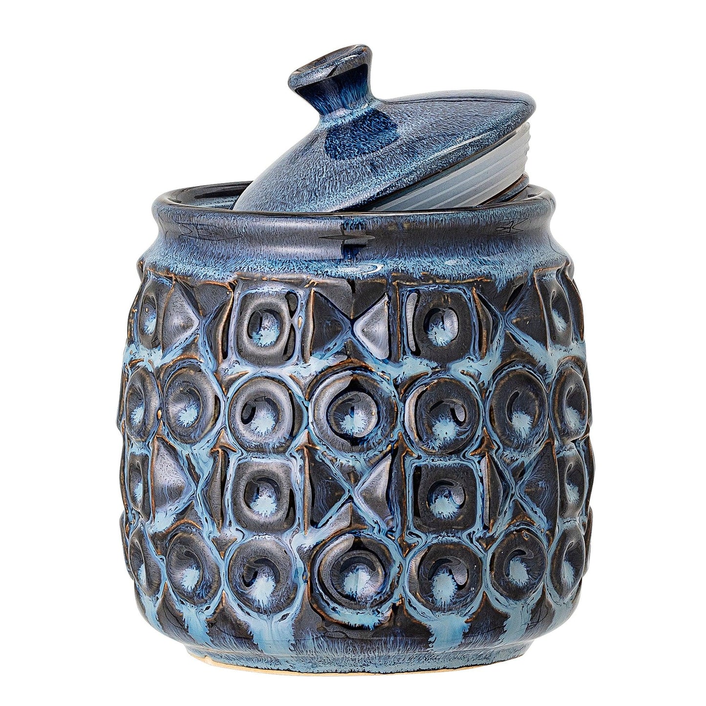 Blue Ceramic Pot W/ Lid