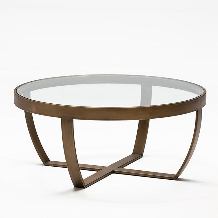 Bronze Metal Coffee Table W/Glass