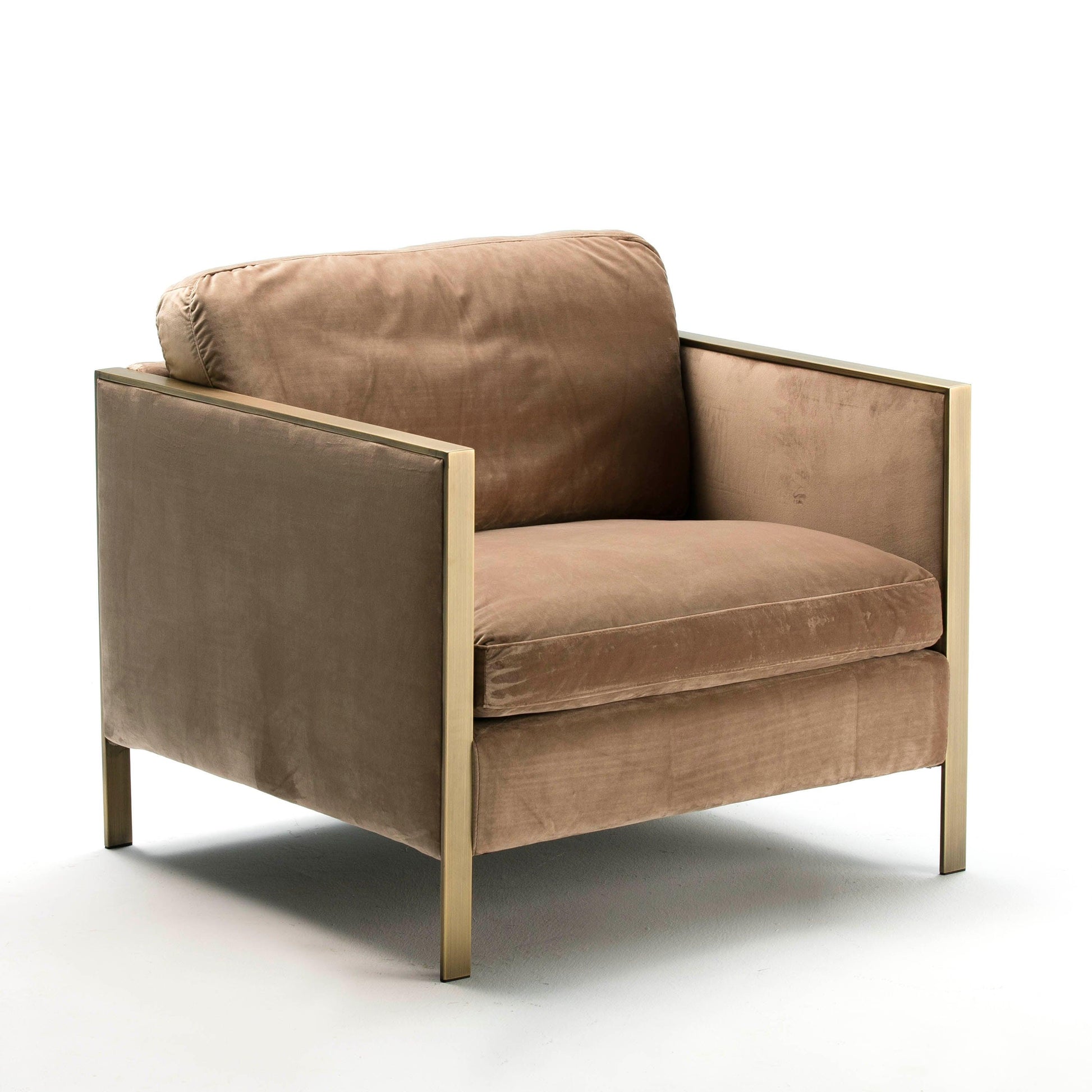 Brown Fabric Armchair W/Metal