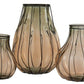 Brown Glass Vase W/Metal