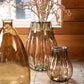 Brown Glass Vase W/Metal