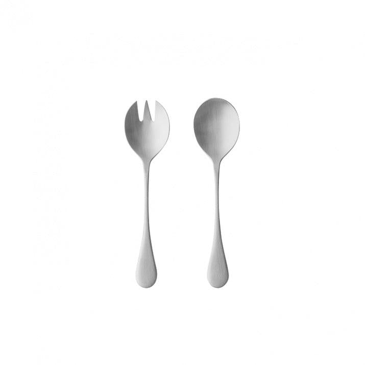 Brushed Stainless Iron Salad Cutlery Set (x2)