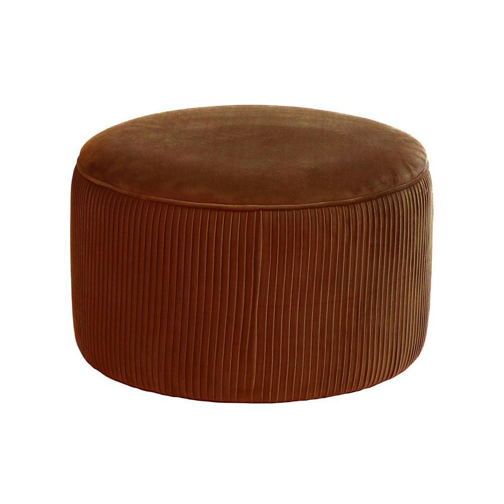 Fluted Round Velour Pouf