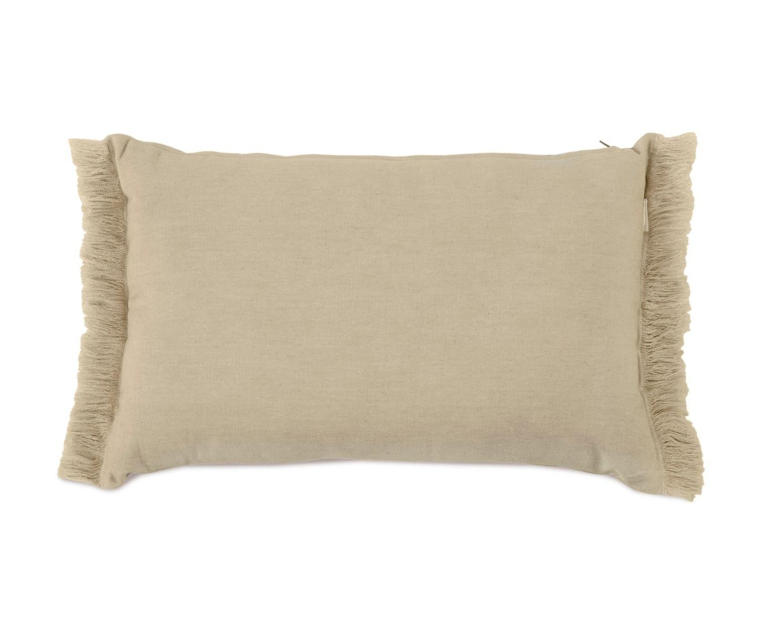 Fringe Beige Cotton Pillow