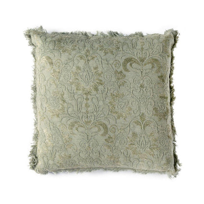 Fringe Green Cotton Pillow