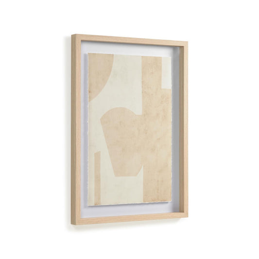 Geometric Beige Paper W/Wood Frame