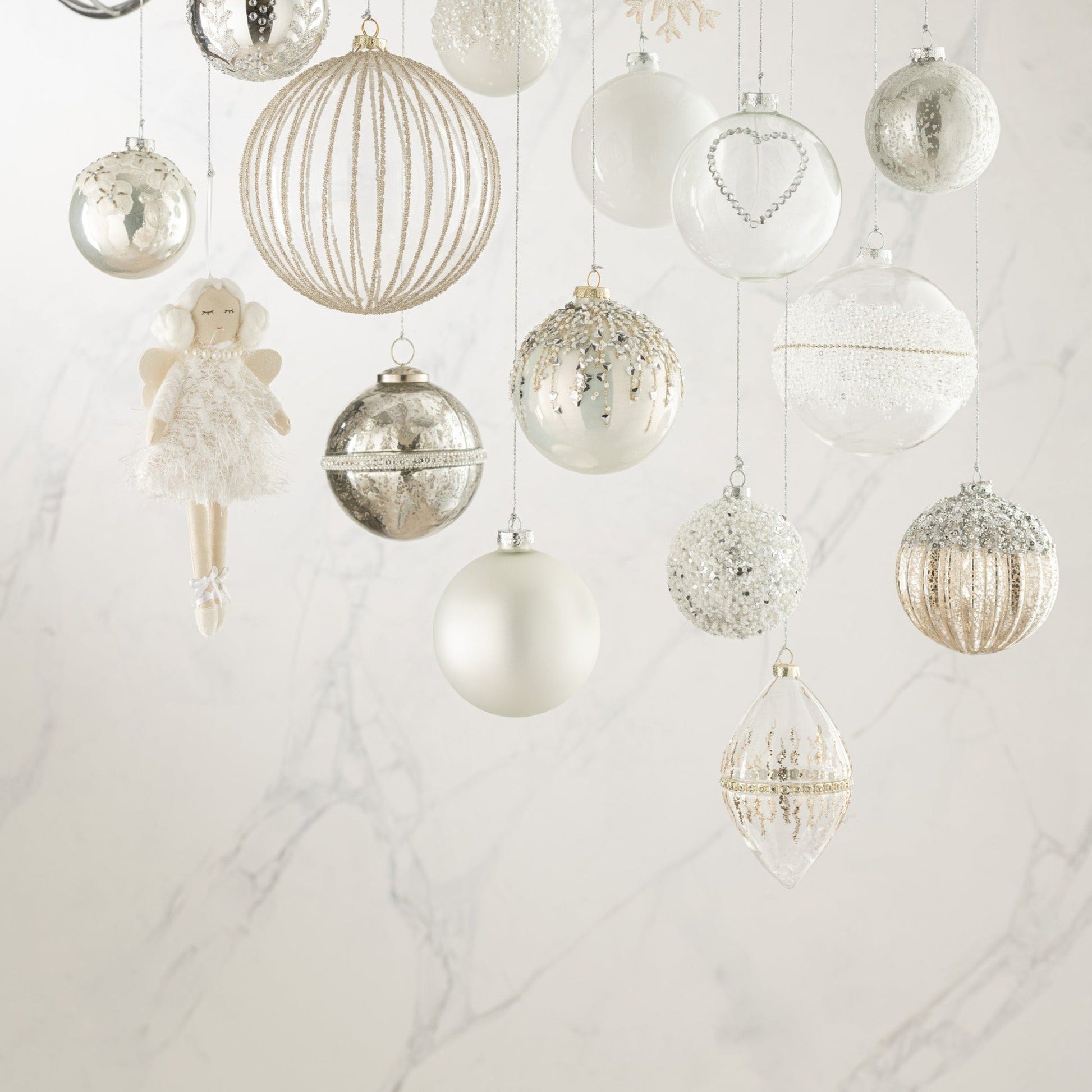 Glass Christmas Baubles Set (x4)