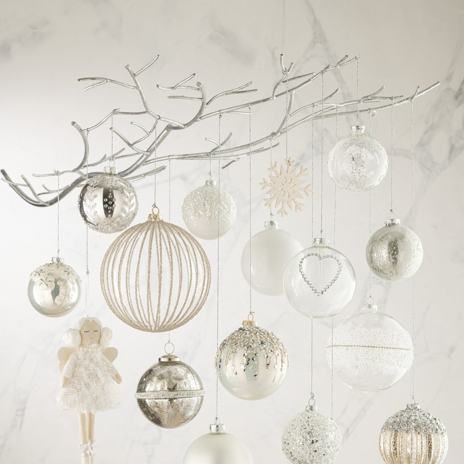 Glass Christmas Baubles Set (x4)