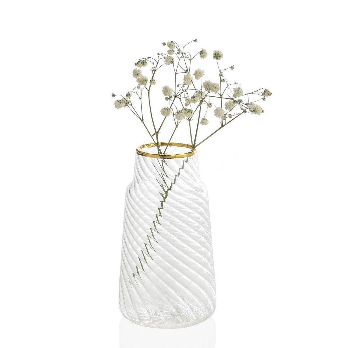 Glass Vase W/ Gold