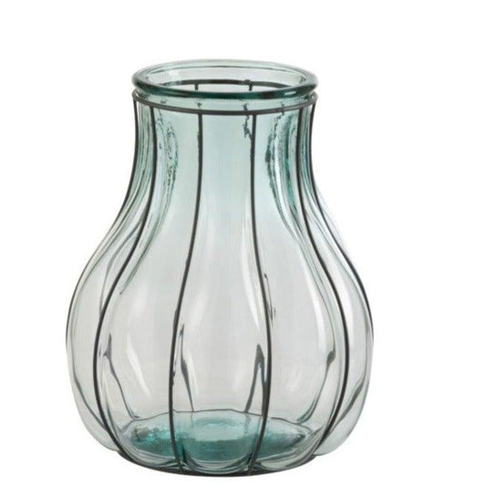 Glass Vase W/Metal