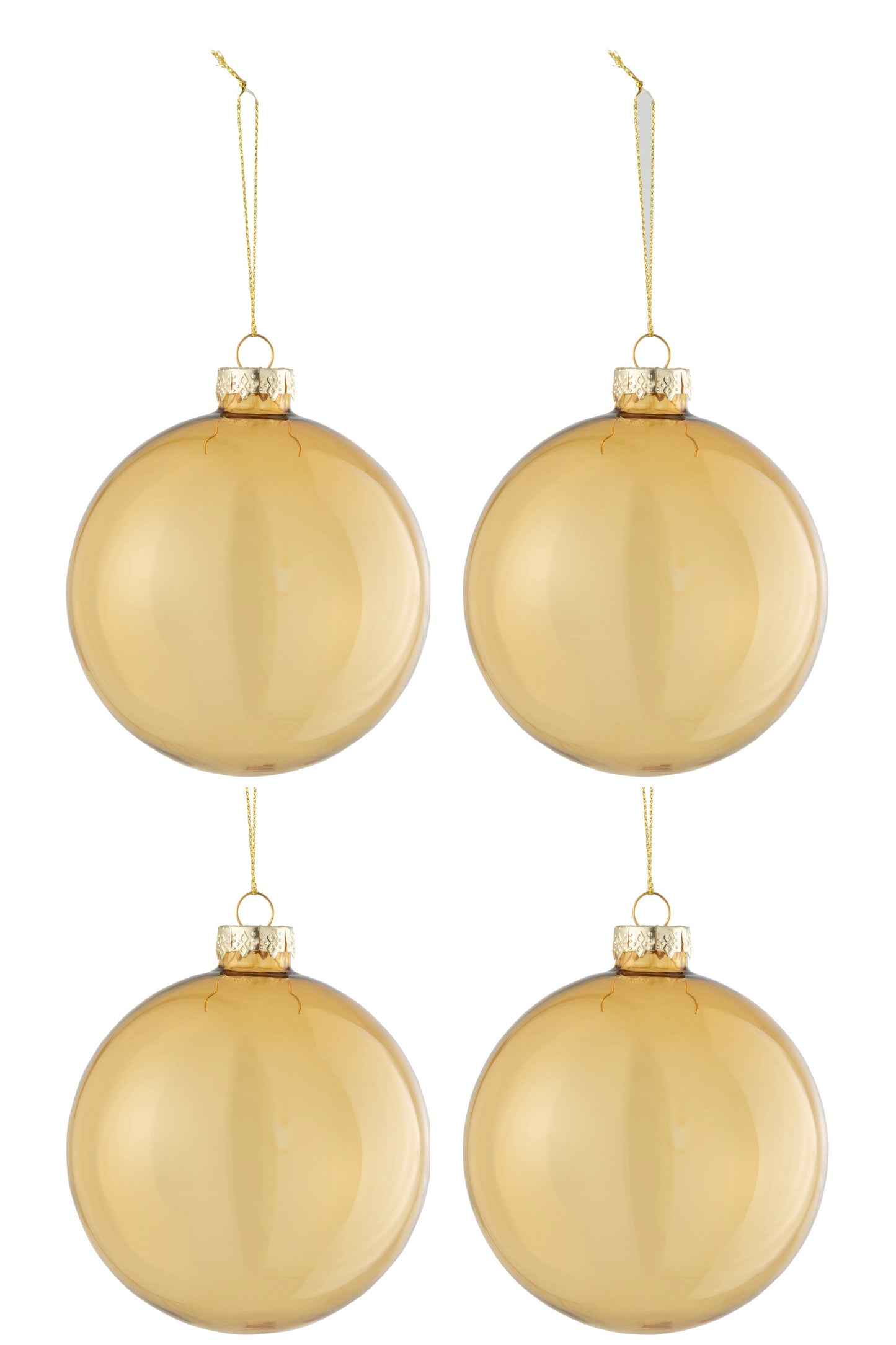 Gold Glass Christmas Baubles Set (x4)