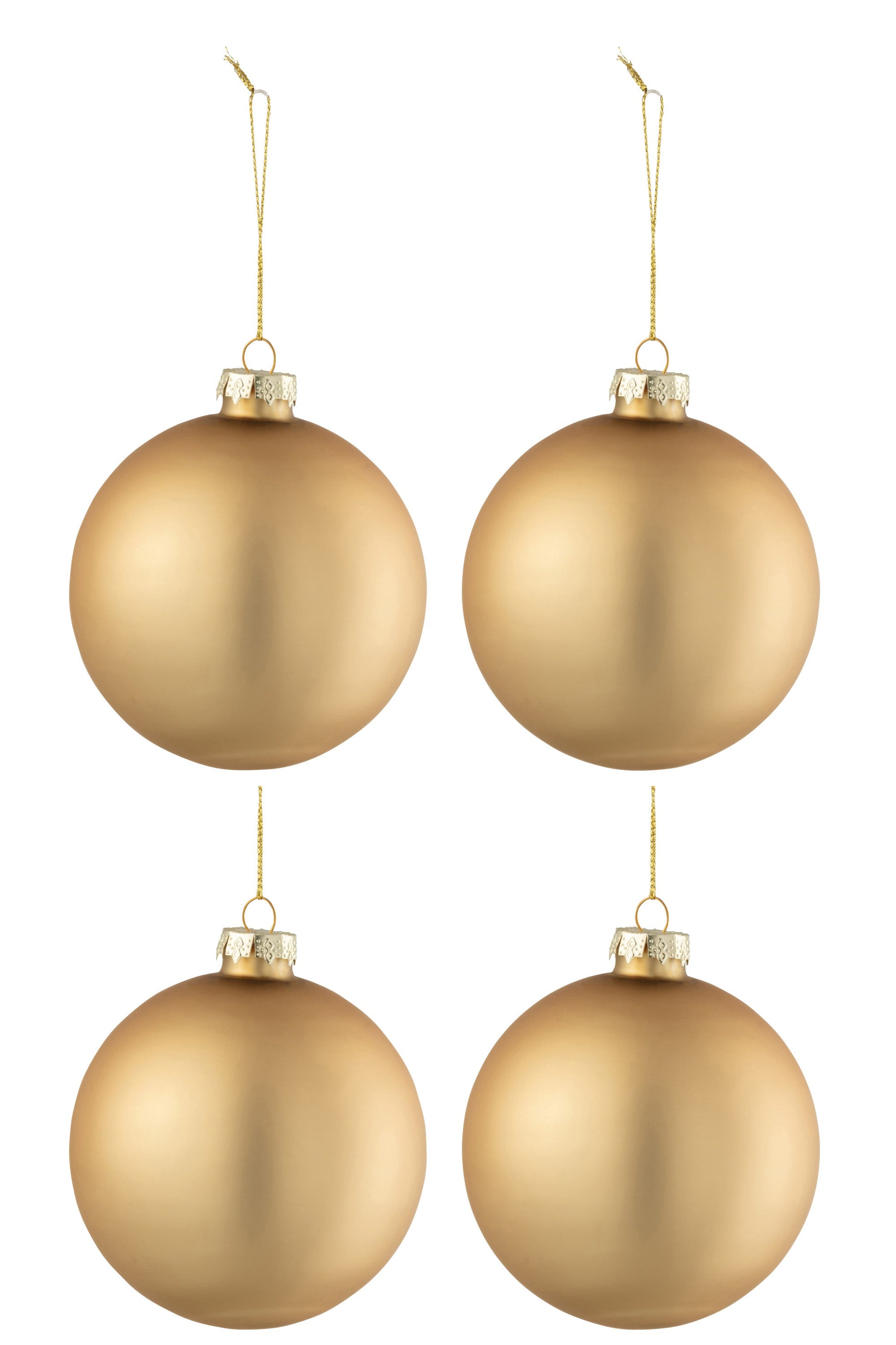 Gold Glass Christmas Baubles Set (x4)