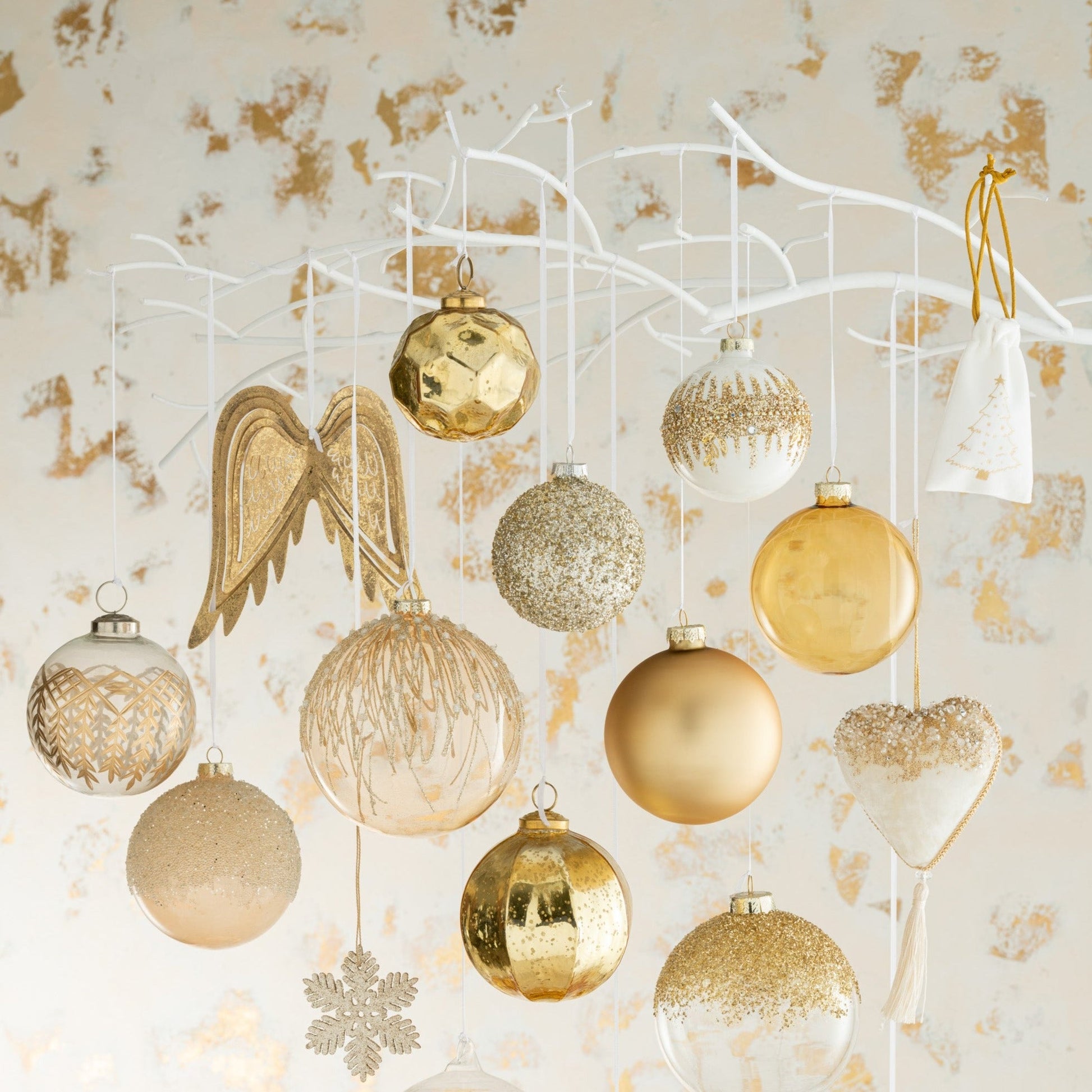 Gold Glass Christmas Baubles Set (x6)