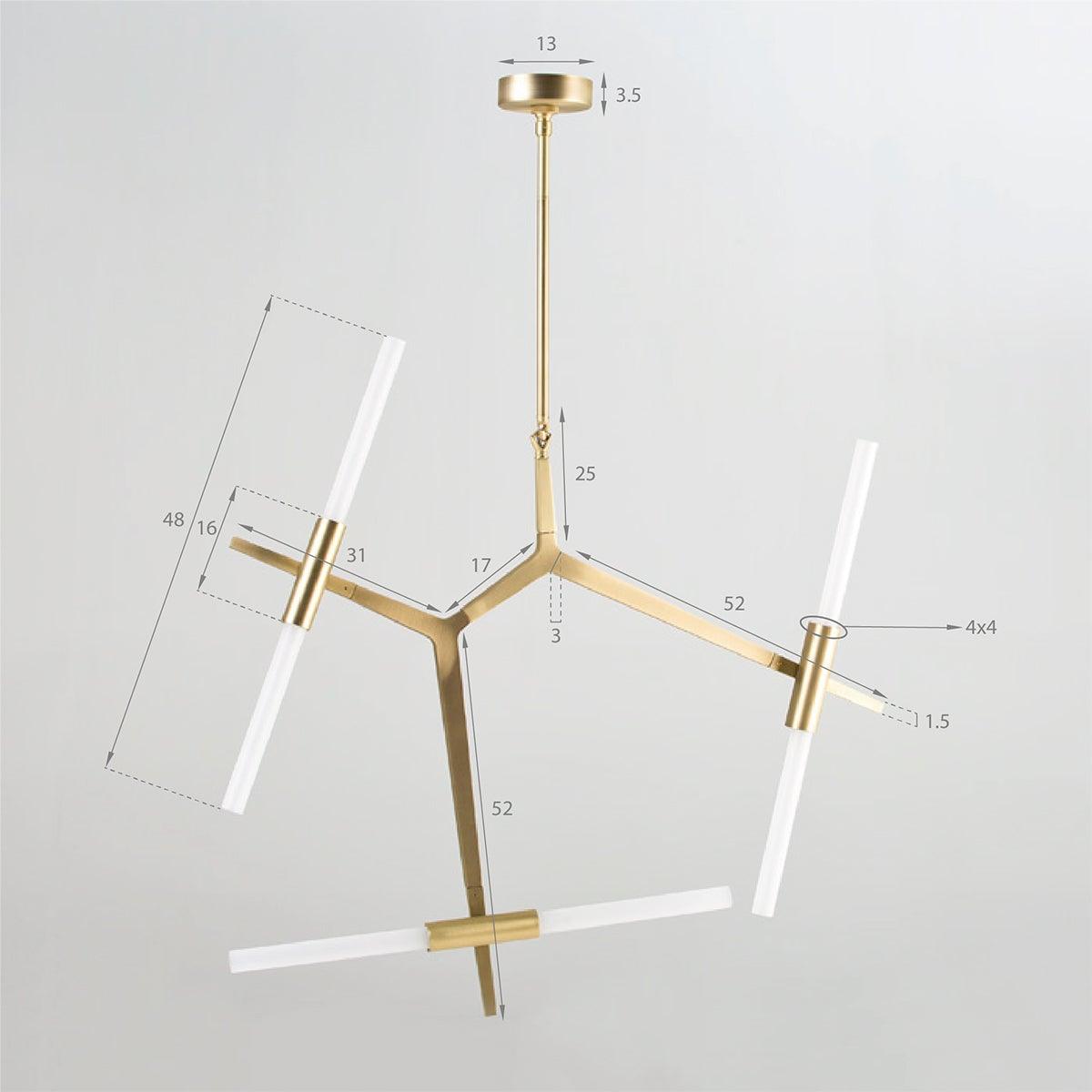 Gold Metal Ceiling Lamp W/Glass