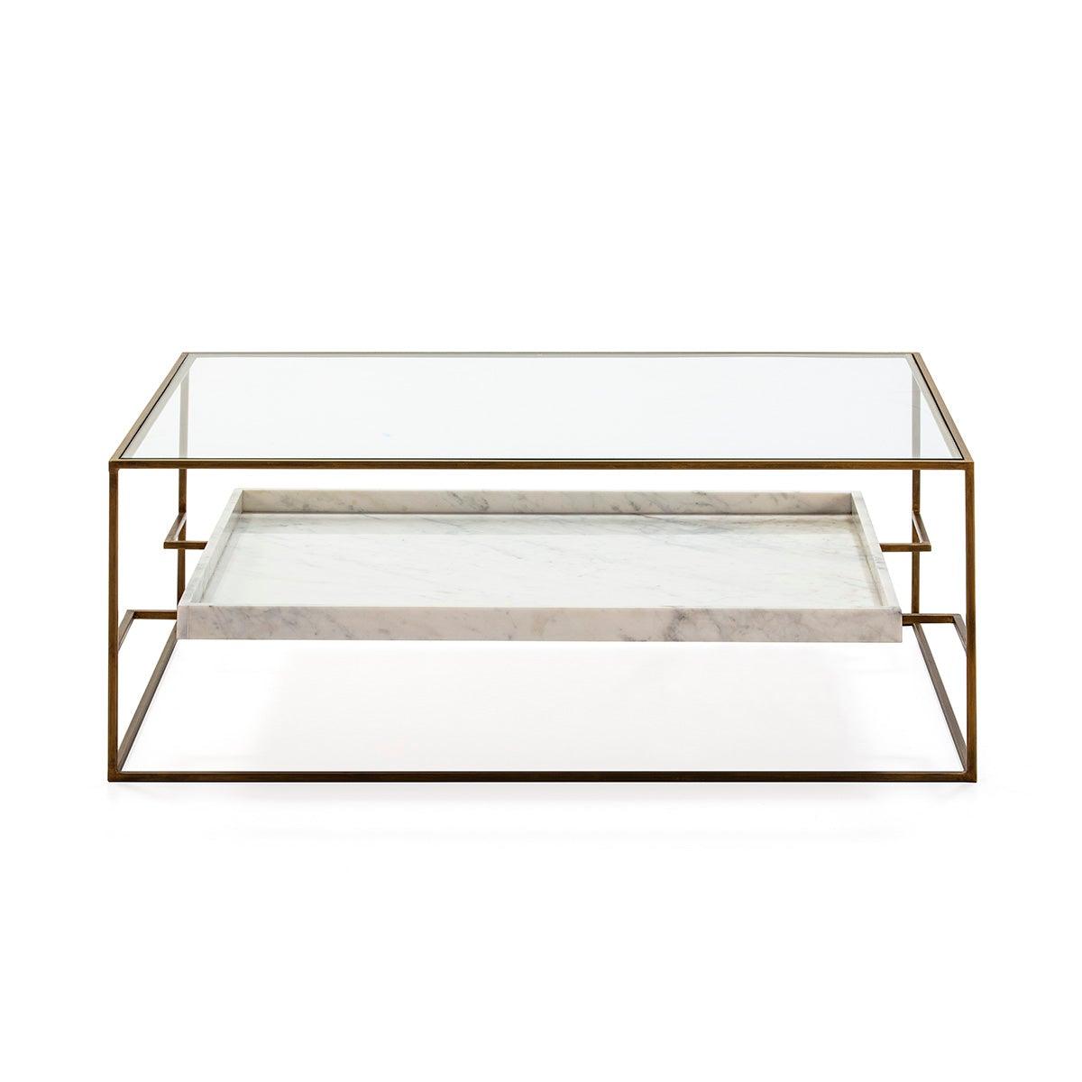 Gold Metal Coffee Table W/Marble Shelve