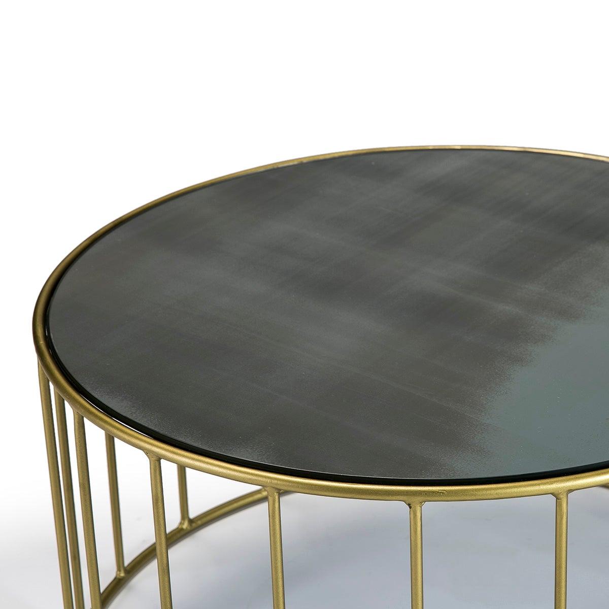 Gold Metal Coffee Table W/Mirror