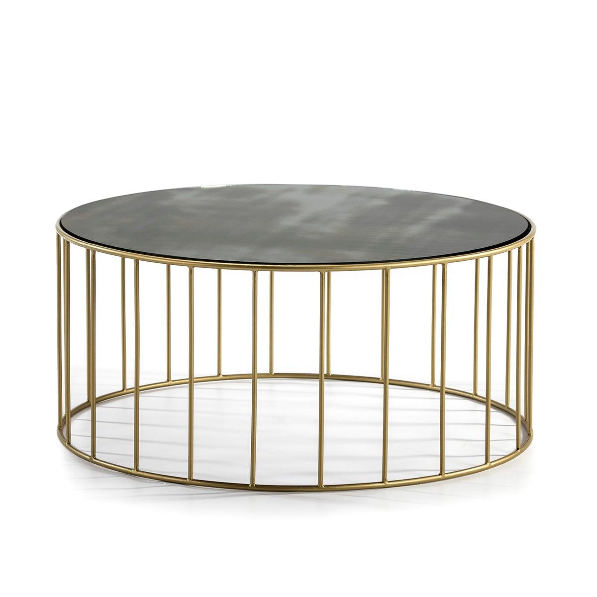 Gold Metal Coffee Table W/Mirror