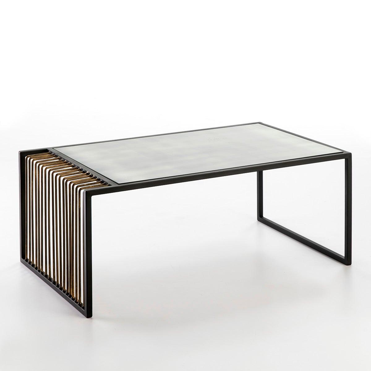 Gold Metal Coffee Table W/Mirror Aged