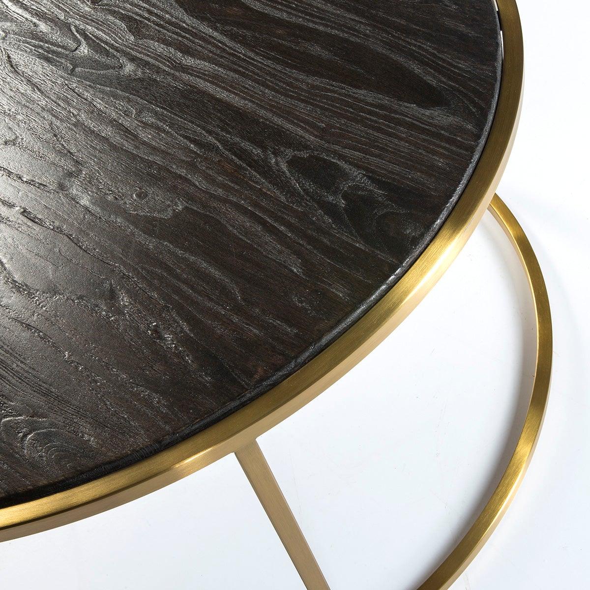 Gold Metal Coffee Table W/Wood