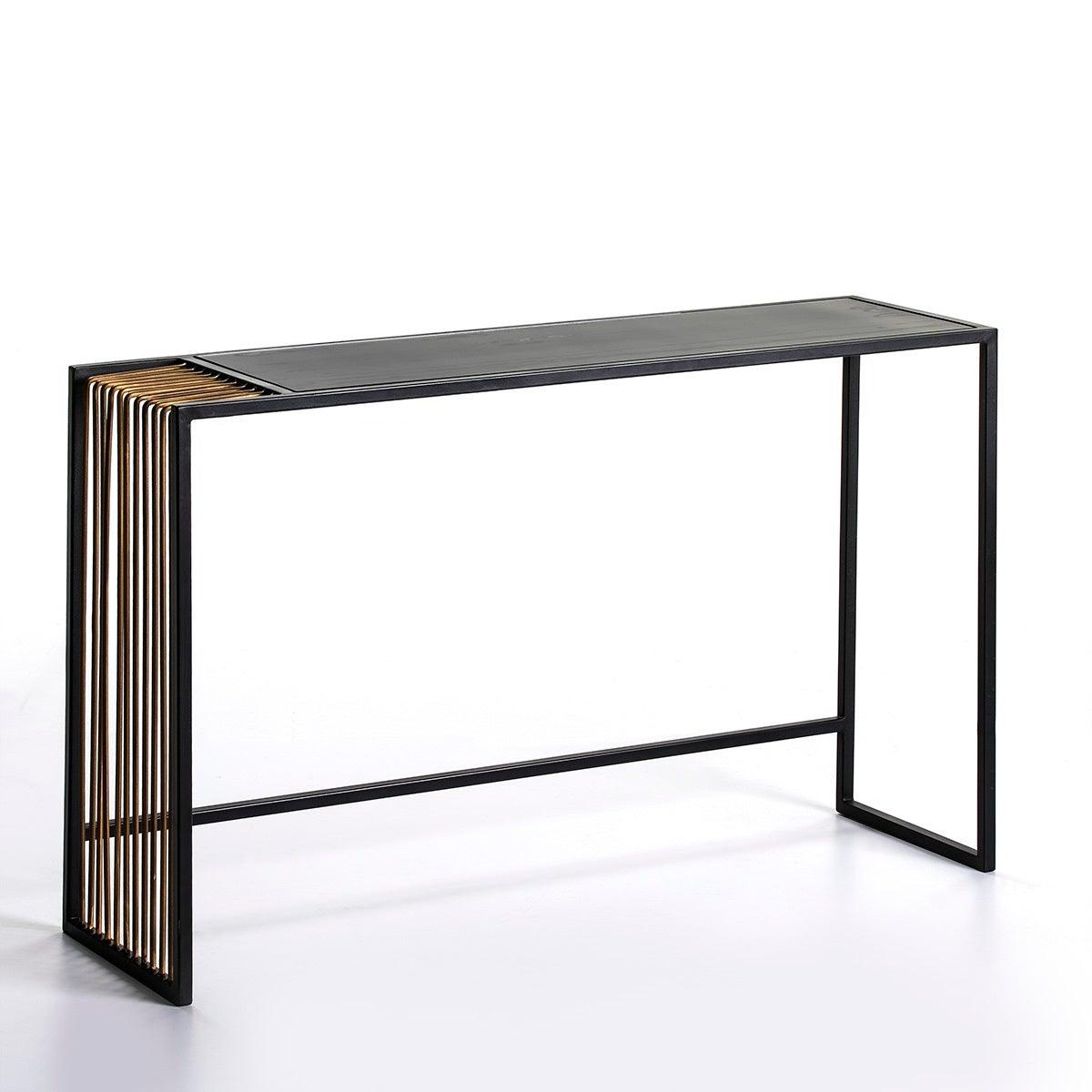 Gold Metal Console W/Mirror Aged