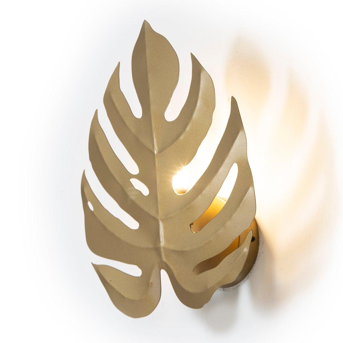 Gold Metal Palm Leaf Wall Lamp