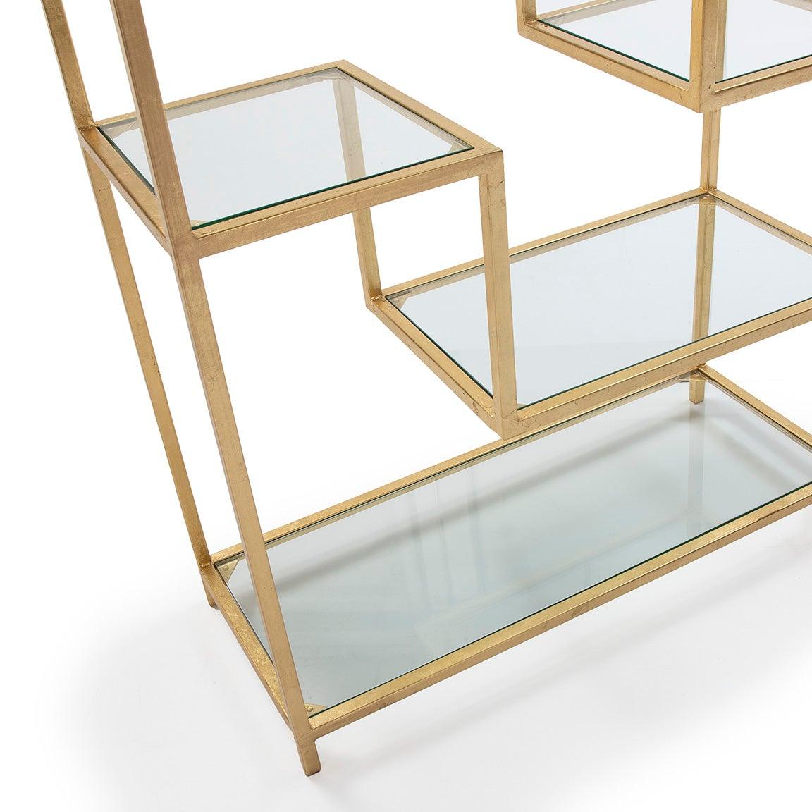 Gold Metal Shelf W/Glass