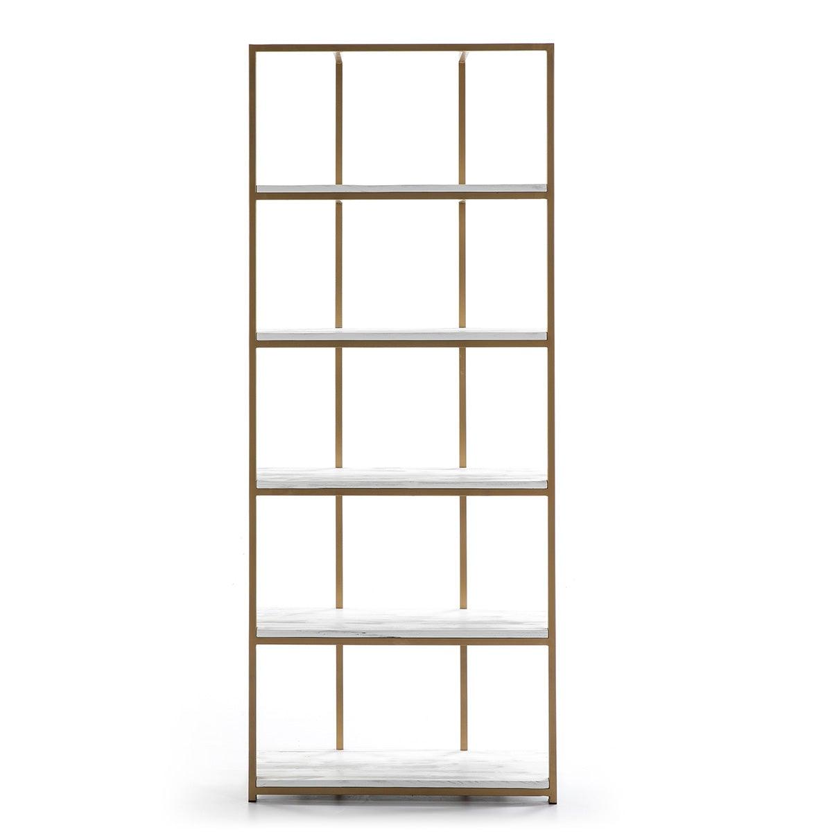 Gold Metal Shelf W/White Shelves