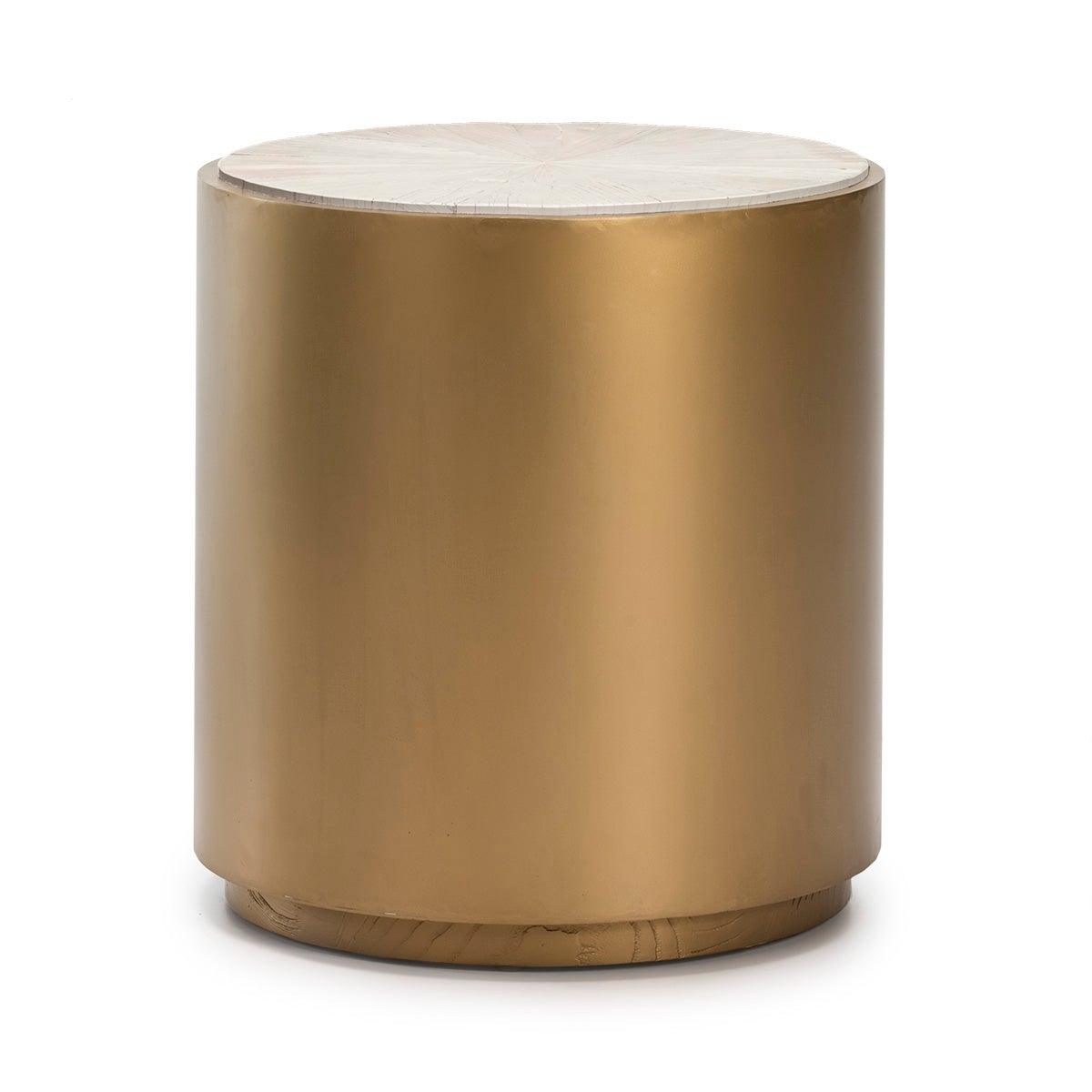 Gold Metal Side Table W/Wood