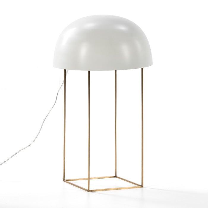 Gold Metal Table Lamp W/White Lampshade