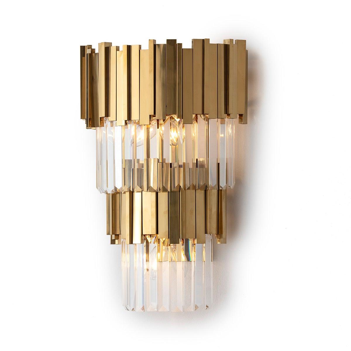 Gold Metal Wall Lamp W/Glass