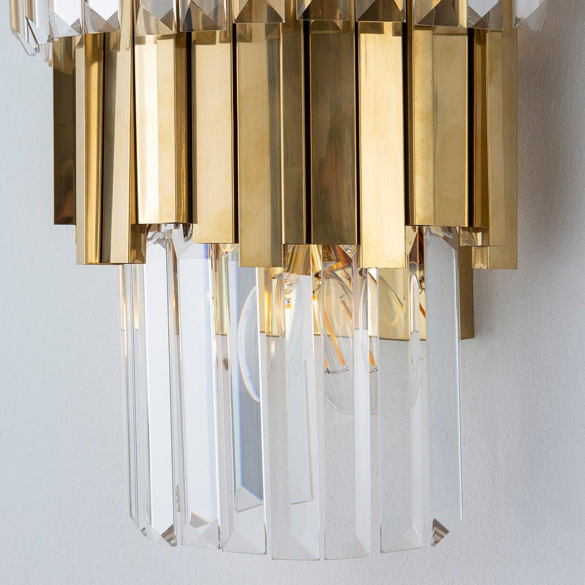 Gold Metal Wall Lamp W/Glass