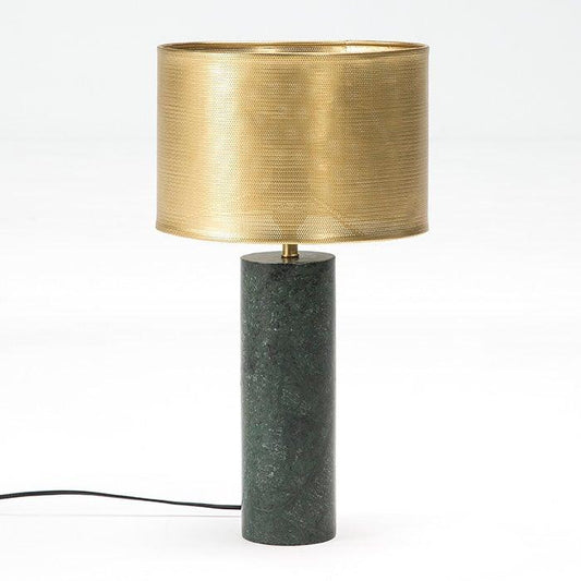 Green Marble Table Lamp W/Lampshade