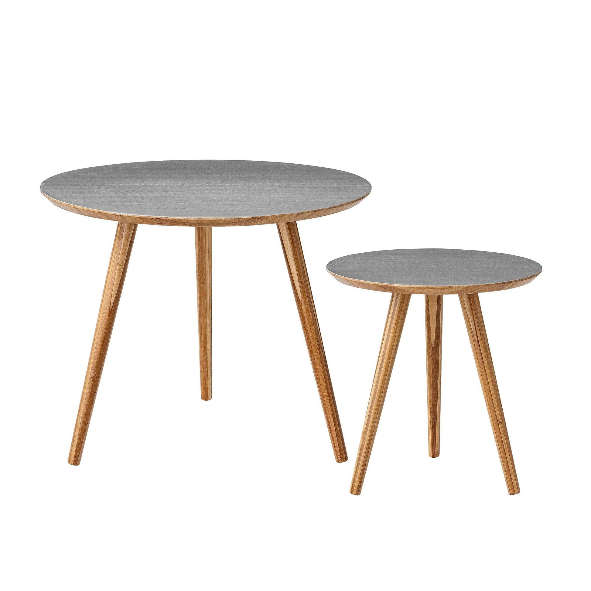 Grey Bamboo Side Table Set (x2)
