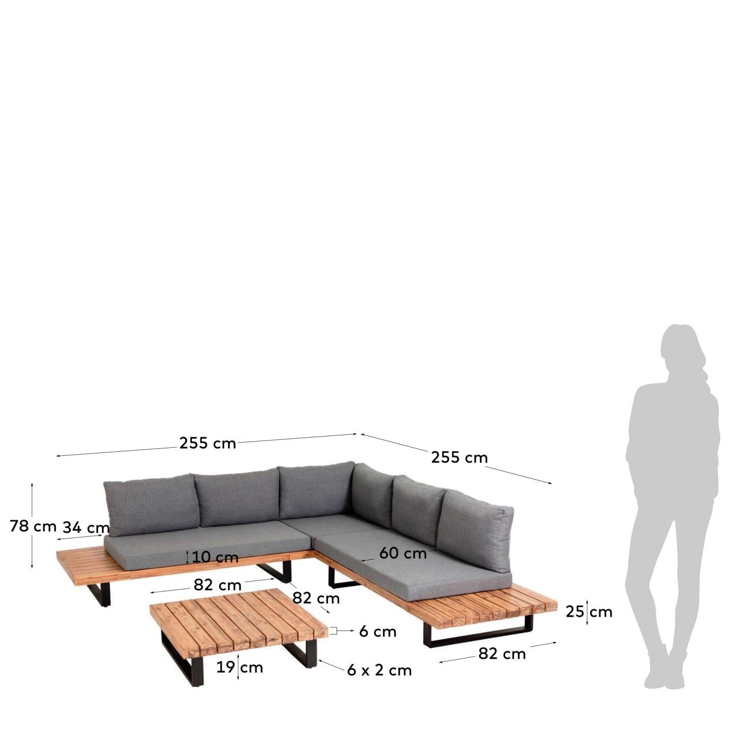 Grey Fabric Seater Corner Sofa W/ Coffee Table