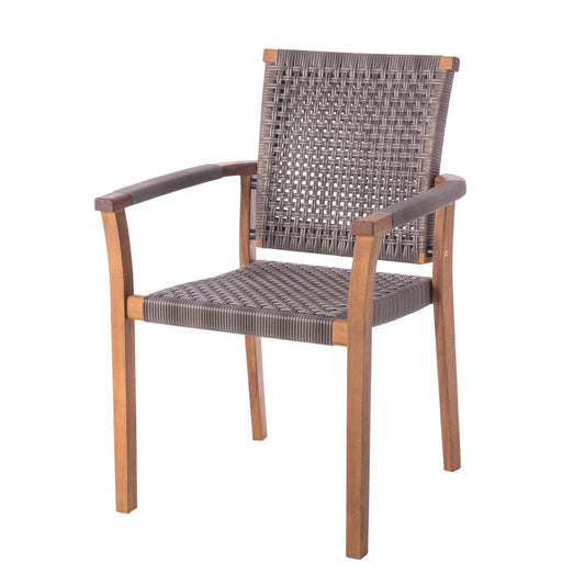 Grey Rattan Chair W/ Arms