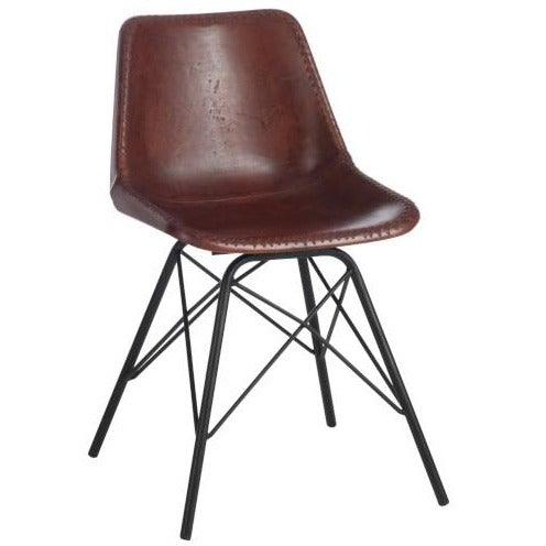 Leather Chair W/Metal Legs
