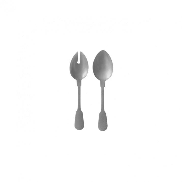 Matte Stainless Iron Salad Cutlery Set (x2)