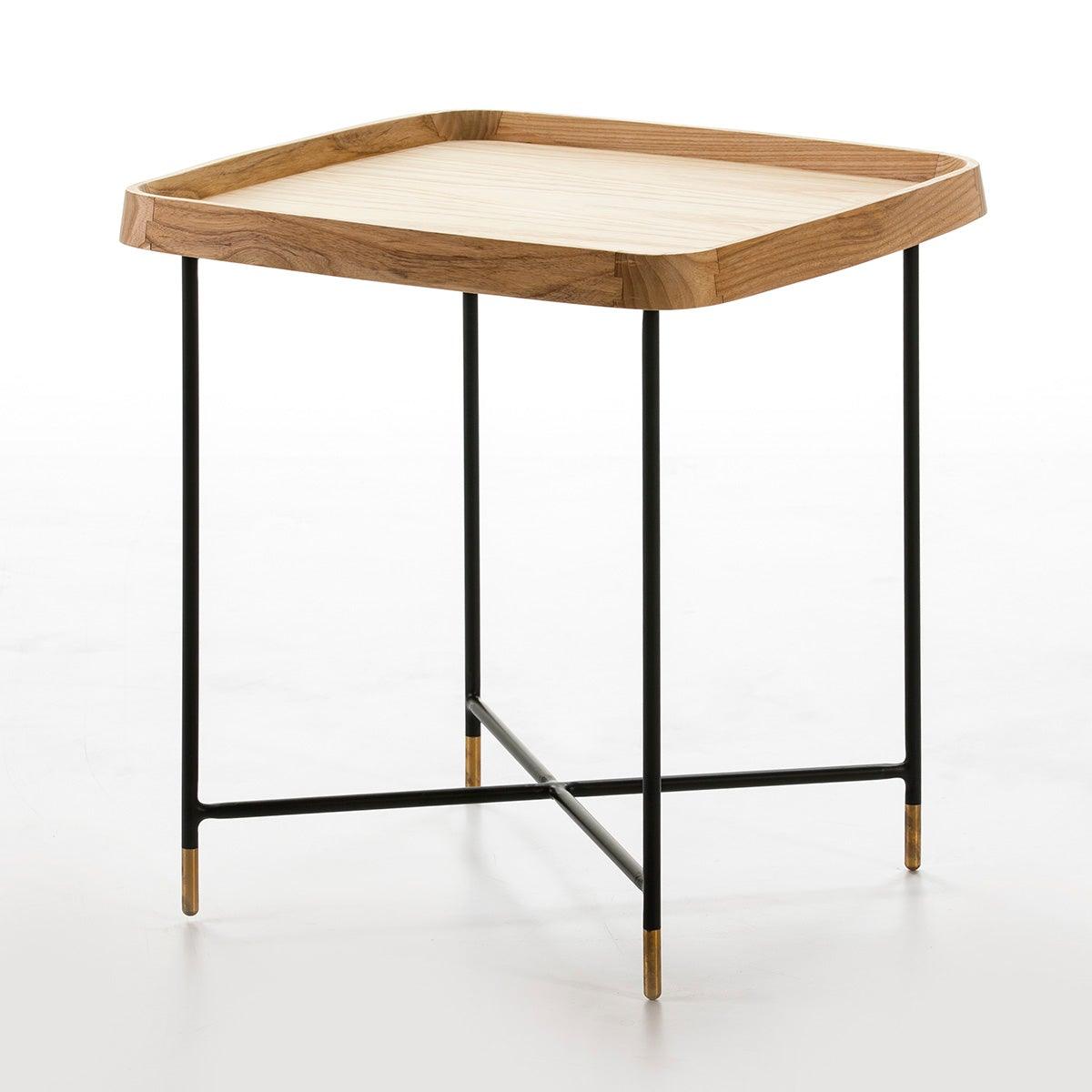 Nature Wood Side Table W/Metal