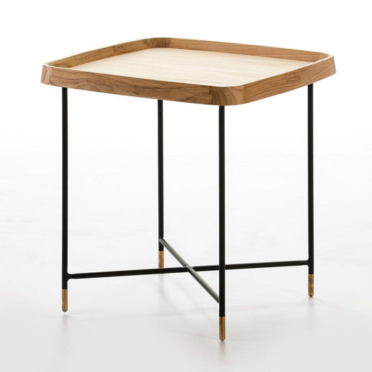 Nature Wood Side Table W/Metal