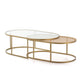 Oval Gold Metal Coffee Table Set (x2)