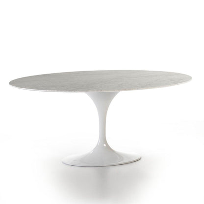 Oval White Marble Dining Table