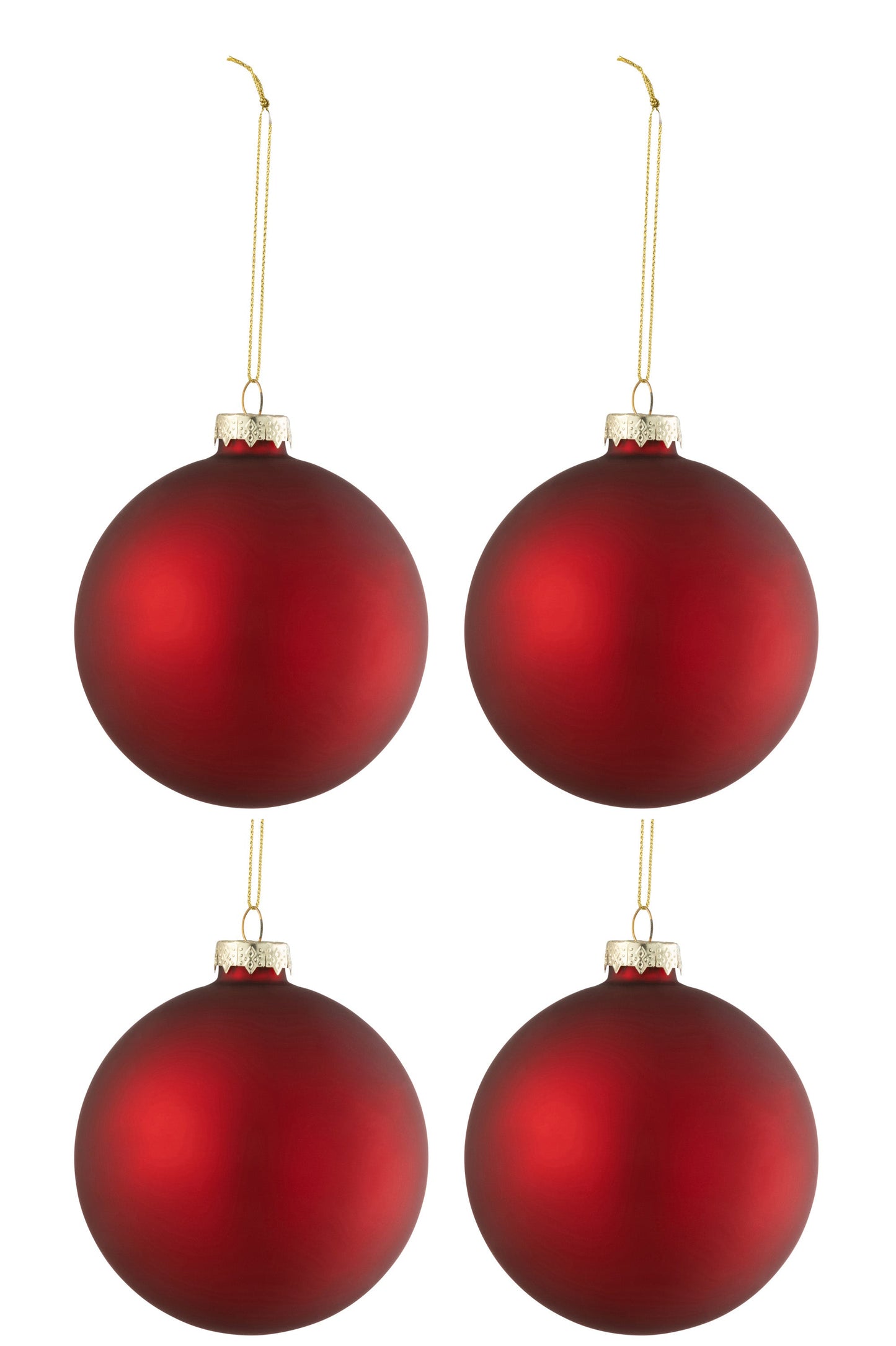 Red Glass Christmas Baubles Set (x4)