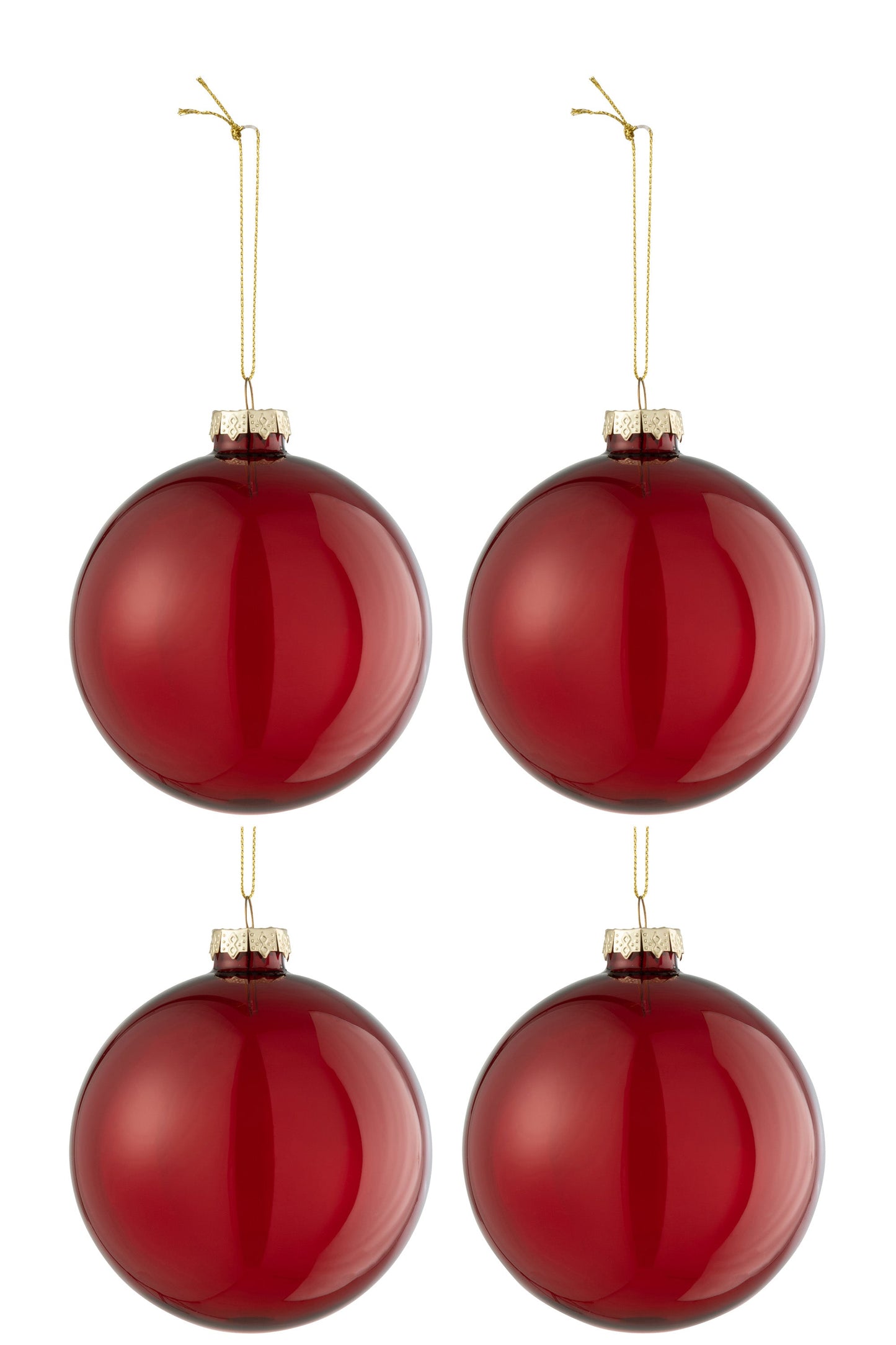 Red Glass Christmas Baubles Set (x4)