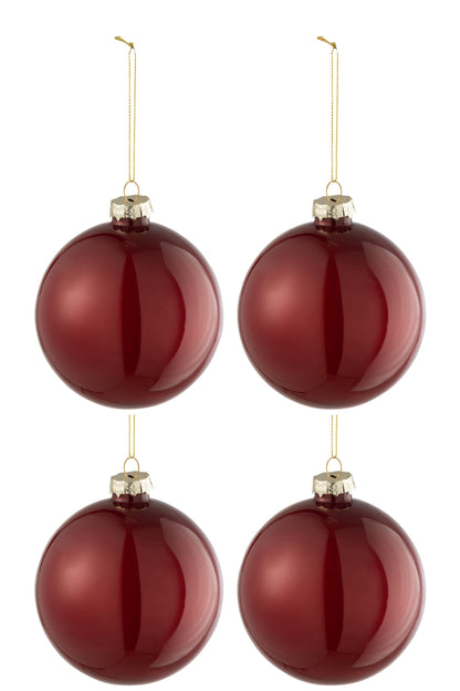 Red Glass Christmas Baubles Set (x4)